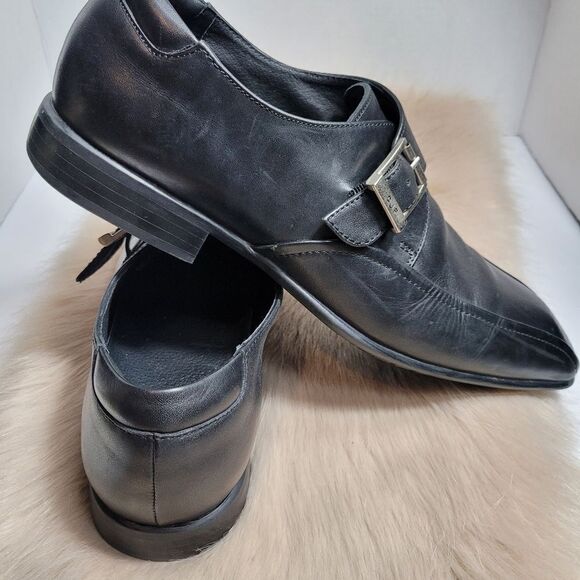 Donald J. Pliner Single Monk Strap Black Leather Mens Shoes Size 11 - Picture 6 of 9